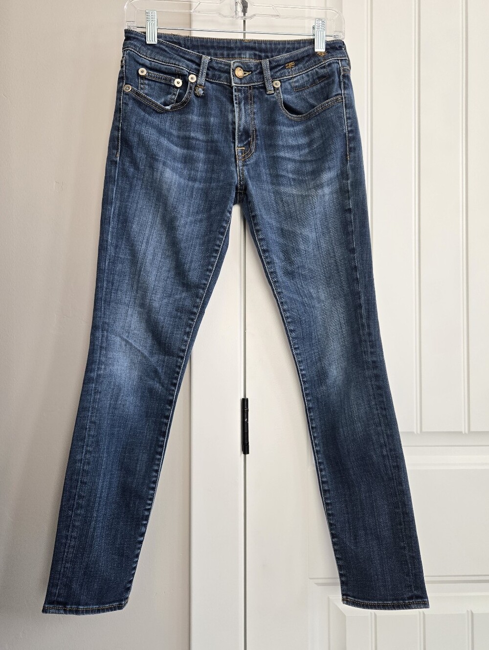 R13 Women's Skinny Jeans in Washed Blue Denim